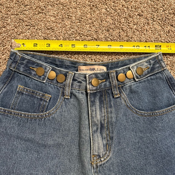 High Waist Blue Denim Women's Shorts - Picture 5 of 8